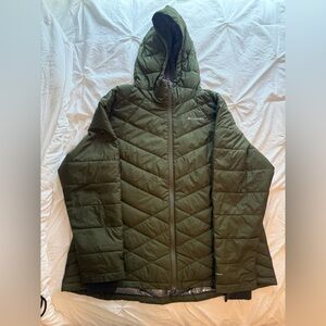 Columbia Women's Hooded Jacket Heavenly coat 2X Olive Army Green! LIKE NEW!